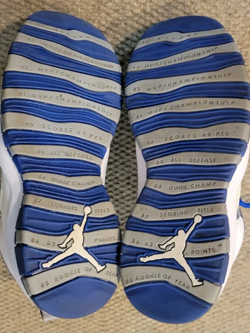 Air Jordan 10 Retro TXT Old Royal 2011 White Blue Grey 487214-107 Sz 9.5